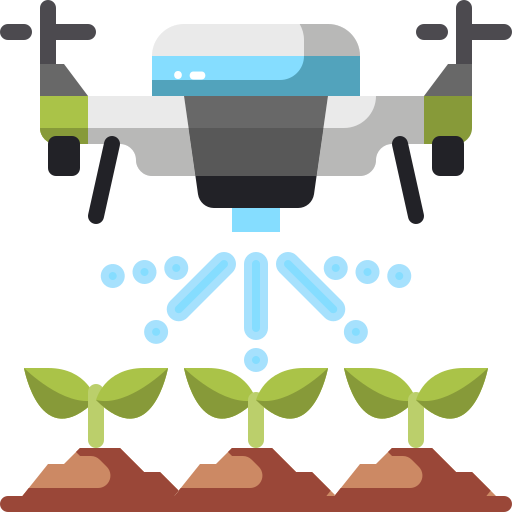 Agriculture drone spraying over field